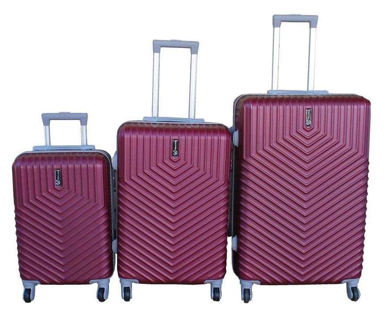 SMTE 3-Piece Travel Luggage Suitcase Bag Set-Stylish, and Convenient - Maroon with keychain