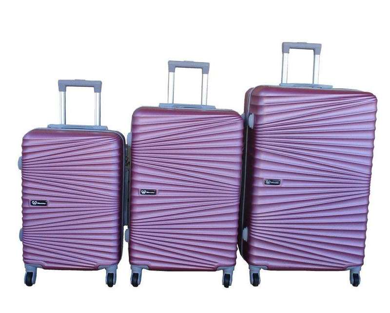 SMTE 3-Piece Travel 28-Inch Luggage Suitcase Bag Set - Stylish - Pink with keychain