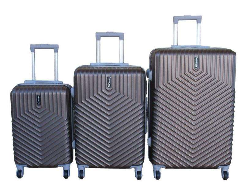 SMTE 3-Piece Travel 27-Inch Luggage Suitcase Bag Set - Stylish - Brown with keychain