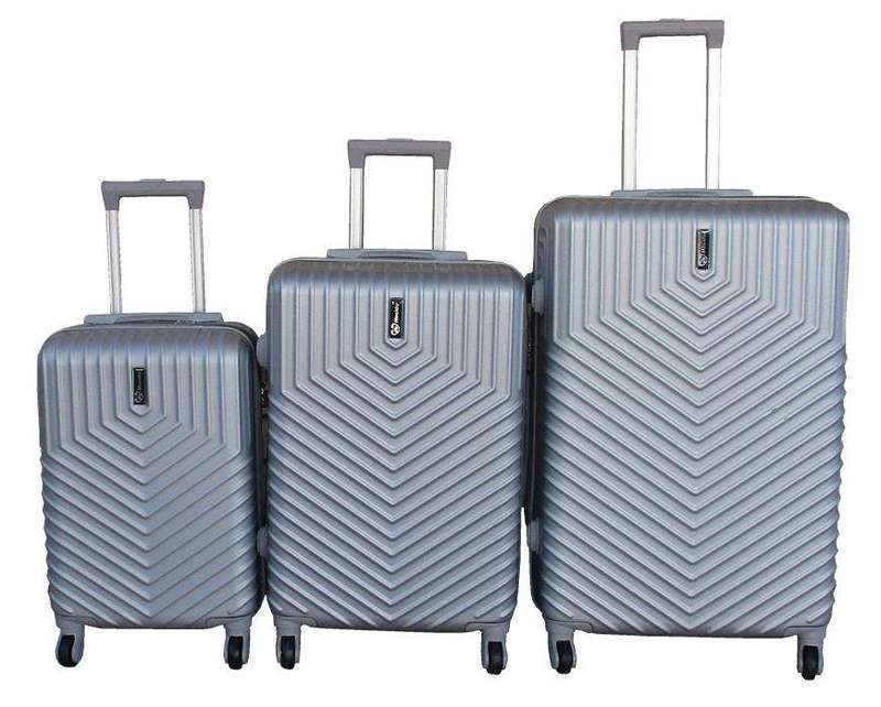 SMTE 3-Piece Travel 27-Inch Luggage Suitcase Bag Set - Stylish - Silver with keychain