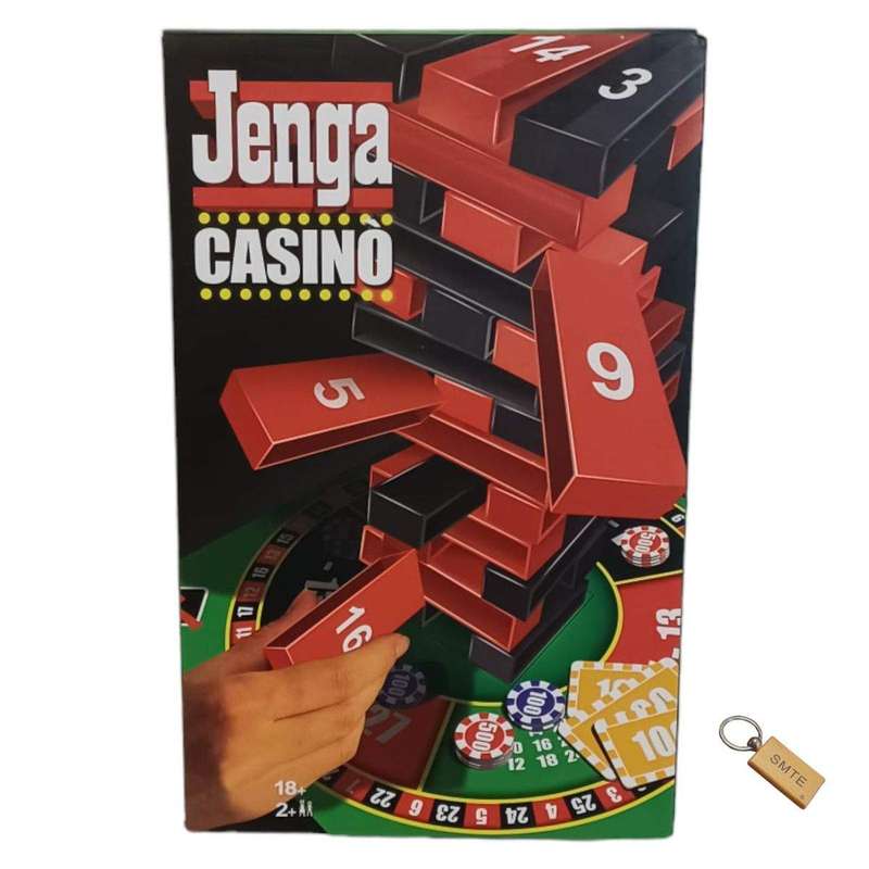 SMTE Jenga Jackpot: The High-Stakes Tower Building Game & Keyring with keychain