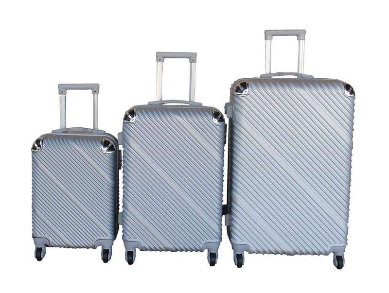 SMTE 3 Piece Travel 27- Inch Luggage Suitcase Bag Set - Stylish - Silver with keychain