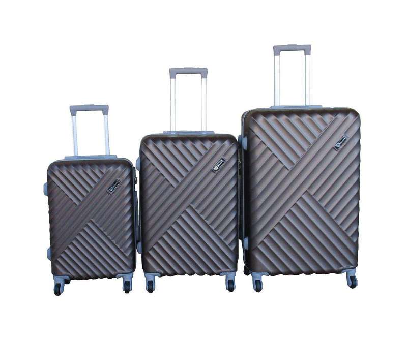 SMTE 3-Piece Travel Luggage Suitcase Bag Set - Stylish - Brown with keychain