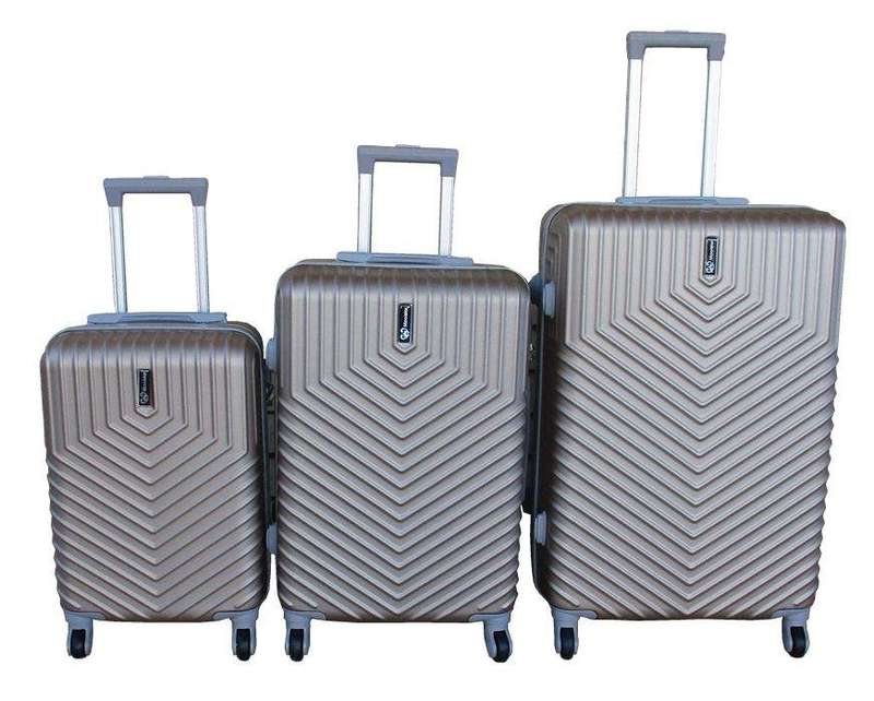 SMTE 3 Piece Travel 27- Inch Luggage Suitcase Bag Set - Stylish - Gold with keychain