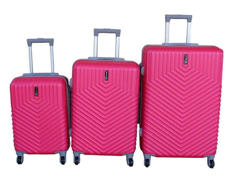 SMTE 3 Piece Travel 27- Inch Luggage Suitcase Bag Set - Stylish - Red with keychain