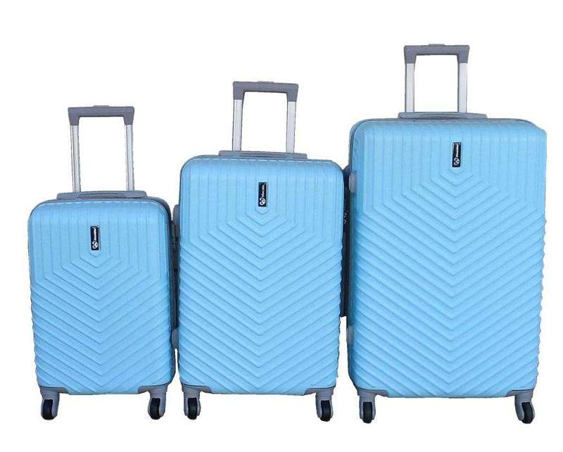 SMTE 3 Piece Travel 27- Inch Luggage Suitcase Bag Set - Stylish - S-Blue with keychain