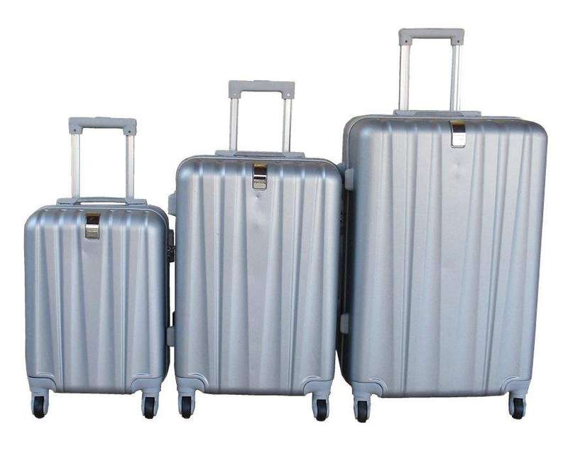 SMTE 3-Piece Travel 28-Inch Luggage Suitcase Bag Set - Stylish - Silver with keychain