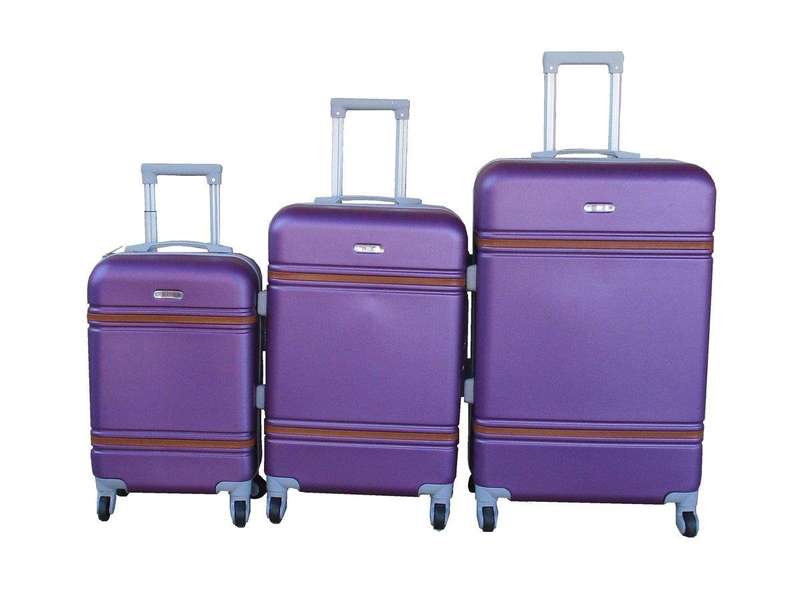 SMTE 3 Piece Travel 27- Inch Luggage Suitcase Bag Set - Stylish - Purple with keychain