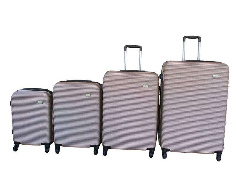 SMTE Stylish Travel Luggage Suitcase Bag Set - 4-Piece - Gold with keychain