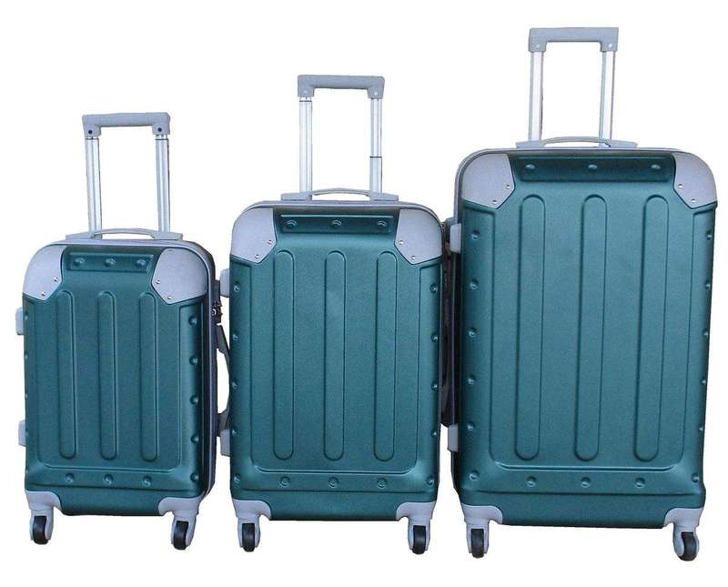 SMTE 3-Piece Travel 28-Inch Luggage Suitcase Bag Set - Stylish - D Green with keychain