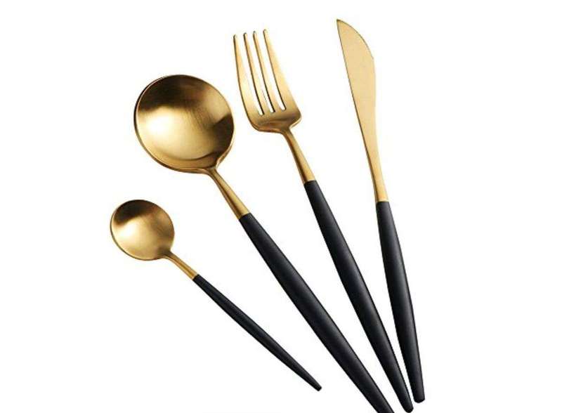 SMTE Black and Gold Stainless Steel 4 Piece Set with keychain