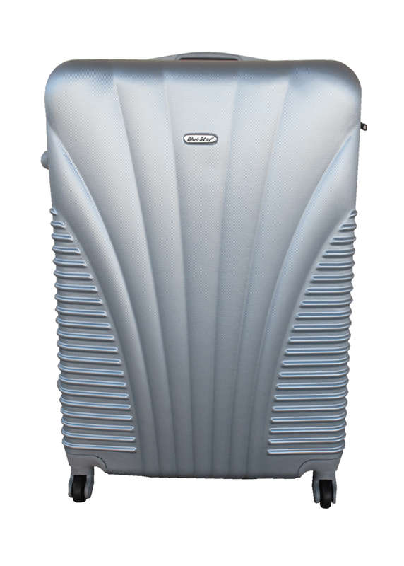 SMTE Blue Star 1 Piece Hard Outer Shell Luggage 28" - Silver with keychain