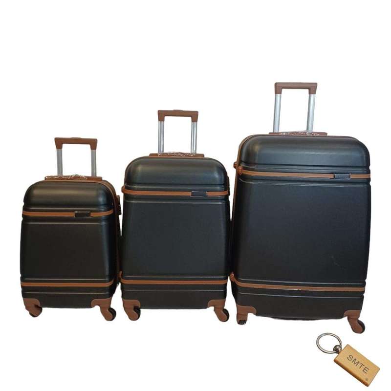 SMTE 3 Piece Premium Bullet Luggage Collection - Black with keychain