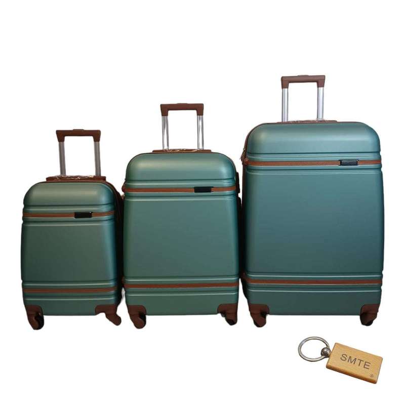SMTE 3 Piece Premium Bullet Luggage Collection - Green with keychain