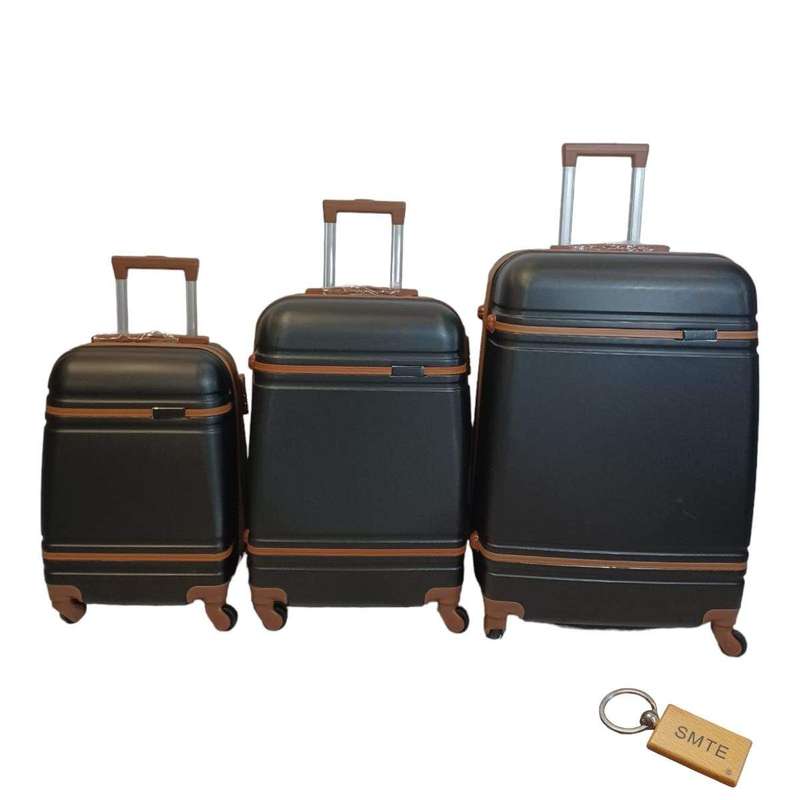 SMTE 3 Piece Premium Bullet Luggage Collection - Light brown with keychain