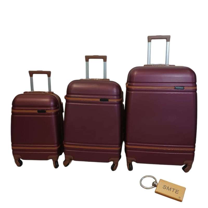 SMTE 3 Piece Premium Bullet Luggage Collection - Purple with keychain