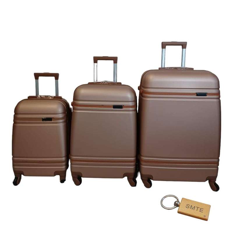 SMTE 3 Piece Premium Bullet Luggage Collection - Rose gold with keychain