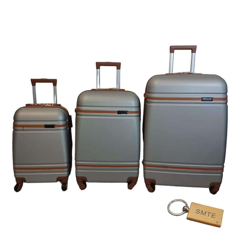 SMTE 3 Piece Premium Bullet Luggage Collection - Silver with keychain