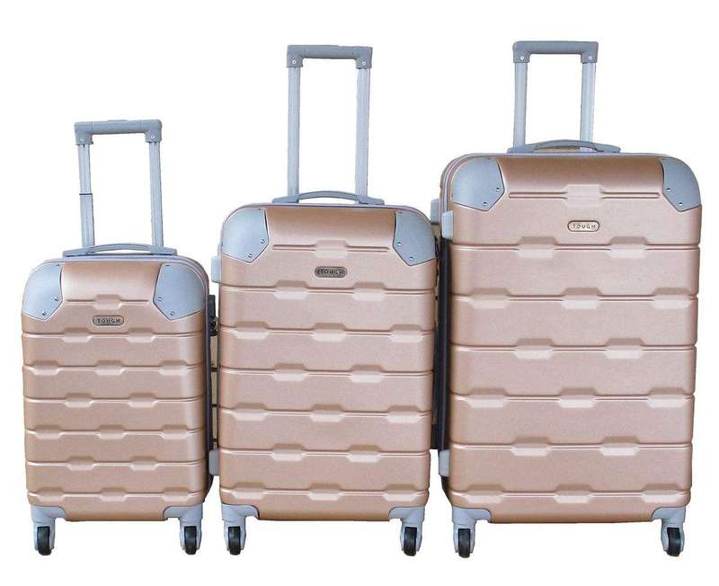 SMTE 3-Piece Travel 27-Inch Luggage Suitcase Bag Set - Stylish - Gold with keychain