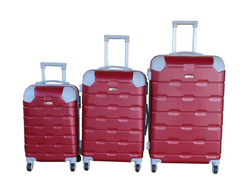 SMTE 3-Piece Travel 27-Inch Luggage Suitcase Bag Set - Stylish - Maroon with keychain