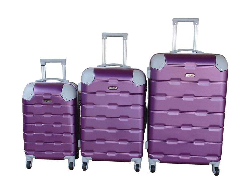 SMTE 3-Piece Travel 27-Inch Luggage Suitcase Bag Set - Stylish - Purple with keychain