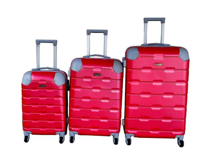 SMTE 3-Piece Travel 27-Inch Luggage Suitcase Bag Set - Stylish - Red with keychain
