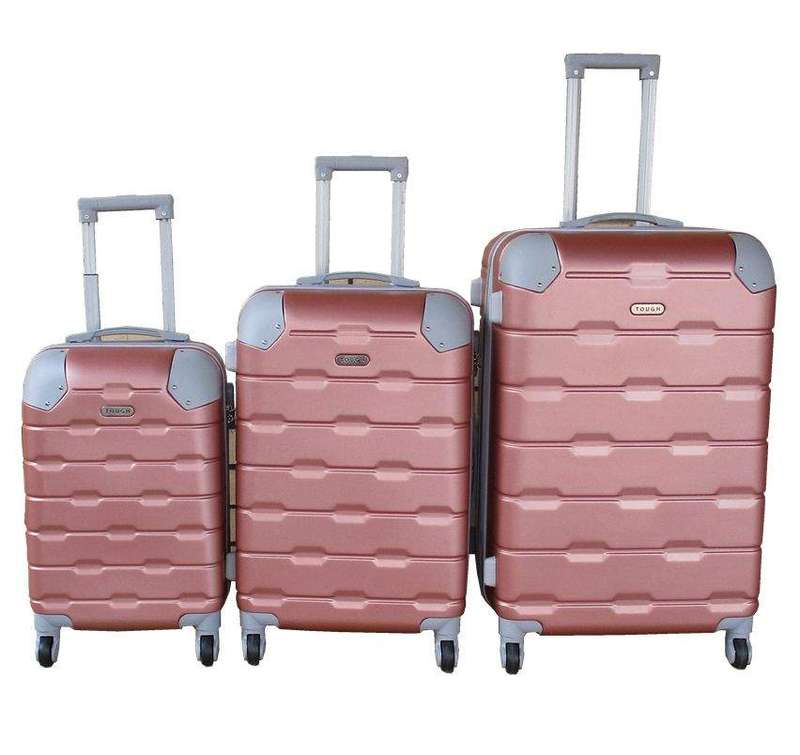 SMTE 3-Piece Travel 27-Inch Luggage Suitcase Bag Set - Stylish - Rose Gold with keychain