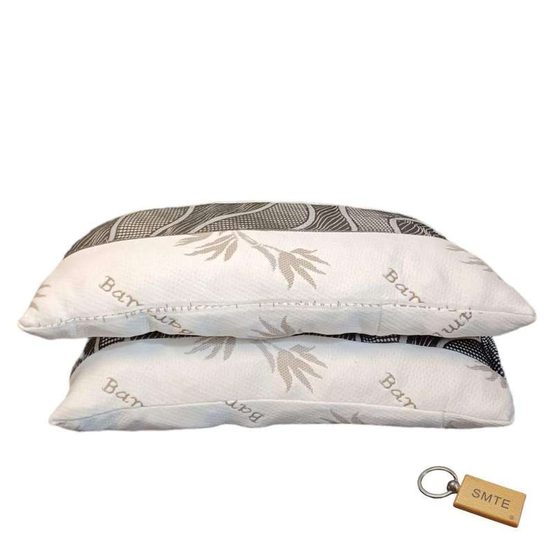 SMTE Orthopedic Bamboo Memory Foam Pillows - Set of 2 with a Smte Keyring-A5 with keychain