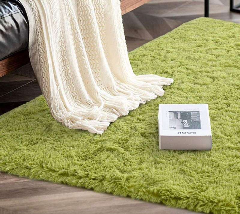 SMTE Large Premium Fluffy Carpet/Rug - Lime Green with keychain