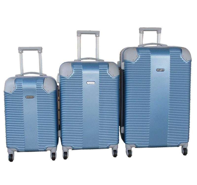 SMTE Travel 28-Inch Luggage Suitcase Bag Set - Stylish - 3-Piece - Blue with keychain