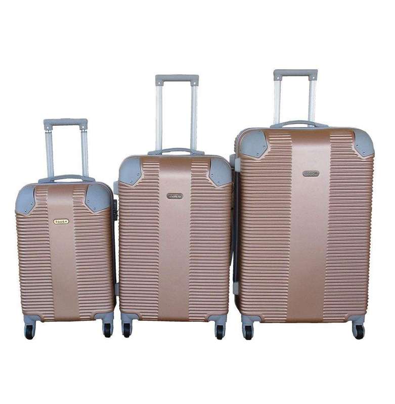 SMTE Travel 28-Inch Luggage Suitcase Bag Set - Stylish - 3-Piece - Gold with keychain