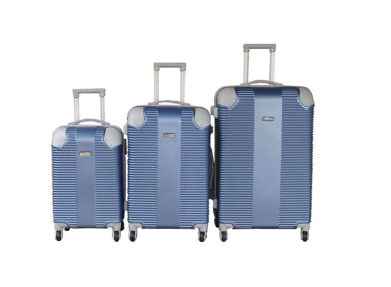 SMTE Travel 28-Inch Luggage Suitcase Bag Set - Stylish - 3-Piece - Light Blue with keychain