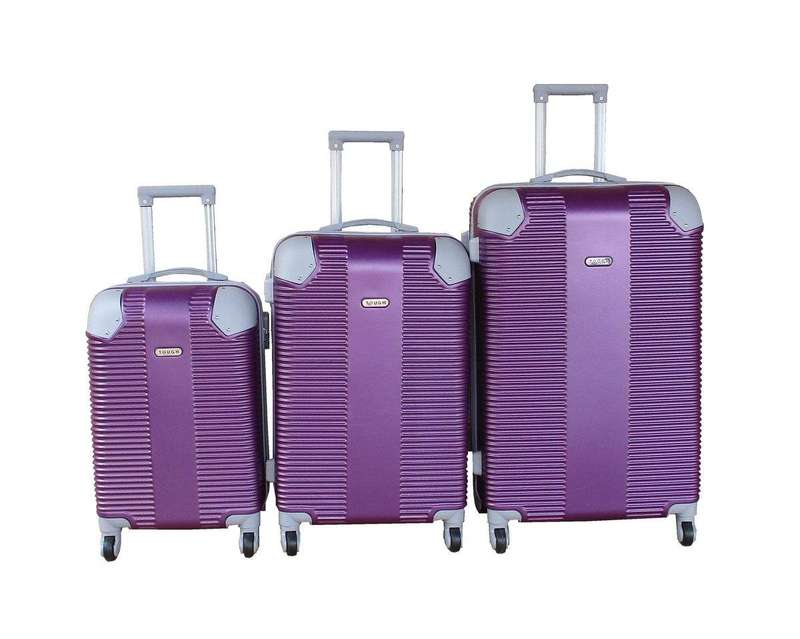 SMTE Travel 28-Inch Luggage Suitcase Bag Set - Stylish - 3-Piece - Purple with keychain