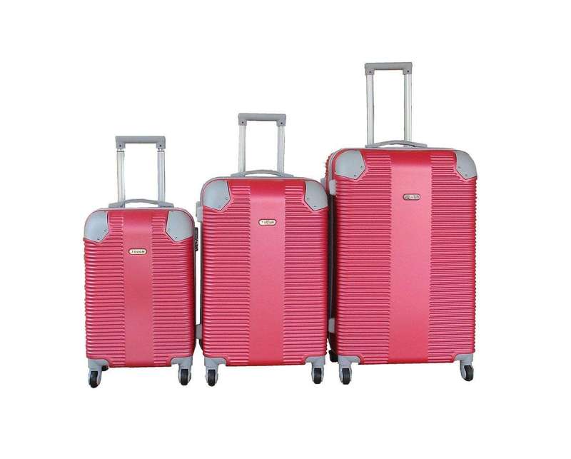 SMTE Travel 28-Inch Luggage Suitcase Bag Set - Stylish - 3-Piece - Red with keychain
