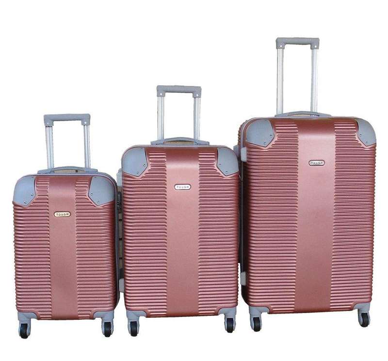 SMTE Travel 28-Inch Luggage Suitcase Bag Set - Stylish - 3-Piece - Rose Gold with keychain