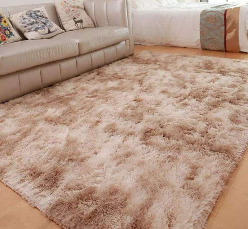 SMTE Large Premium Fluffy Carpet/Rug - Tortilla Brown Mix with keychain