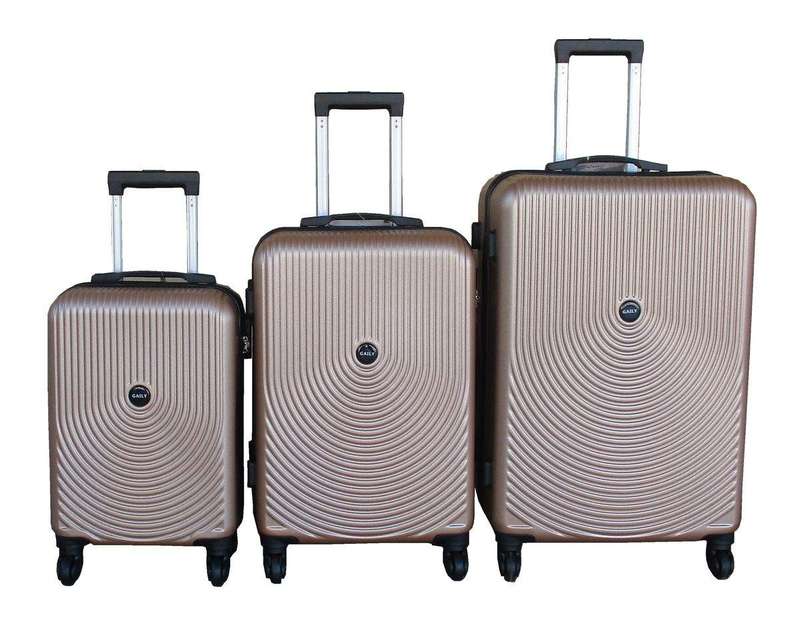 SMTE 3-Piece Travel 27-Inch Luggage Suitcase Bag Set - Stylish - Gold with keychain