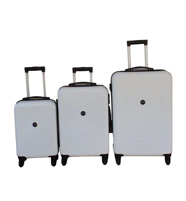 SMTE 3-Piece Travel 27-Inch Luggage Suitcase Bag Set - Stylish - White with keychain