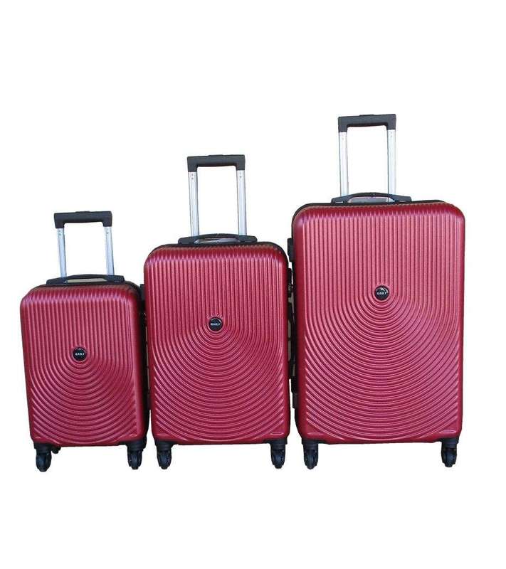 SMTE 3-Piece Travel 27-Inch Luggage Suitcase Bag Set - Stylish - Wine Red with keychain