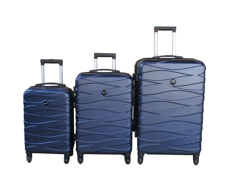 SMTE 3-Piece Travel 28-Inch Luggage Suitcase Bag Set - Stylish - Navy with keychain