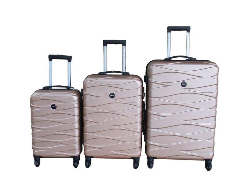 SMTE 3-Piece Travel 28-Inch Luggage Suitcase Bag Set - Stylish - Gold with keychain
