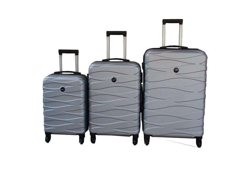 SMTE 3-Piece Travel 28-Inch Luggage Suitcase Bag Set - Stylish - Silver with keychain