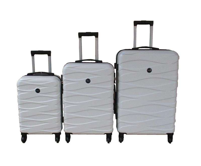 SMTE 3-Piece Travel 28-Inch Luggage Suitcase Bag Set - Stylish - White with keychain
