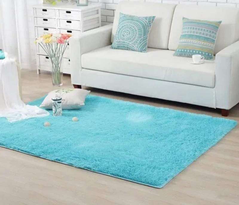 SMTE Large Premium Fluffy Carpet/Rug - Light Blue with keychain