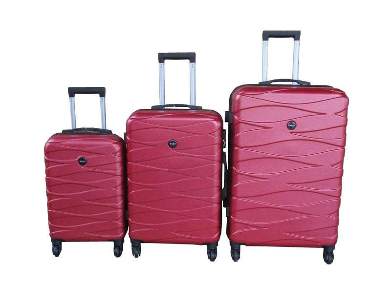 SMTE 3-Piece Travel 28-Inch Luggage Suitcase Bag Set - Stylish - Wine Red with keychain