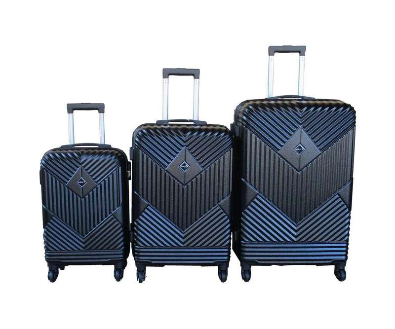 SMTE 3-Piece Travel 28-Inch Luggage Suitcase Bag Set - Stylish - Black with keychain