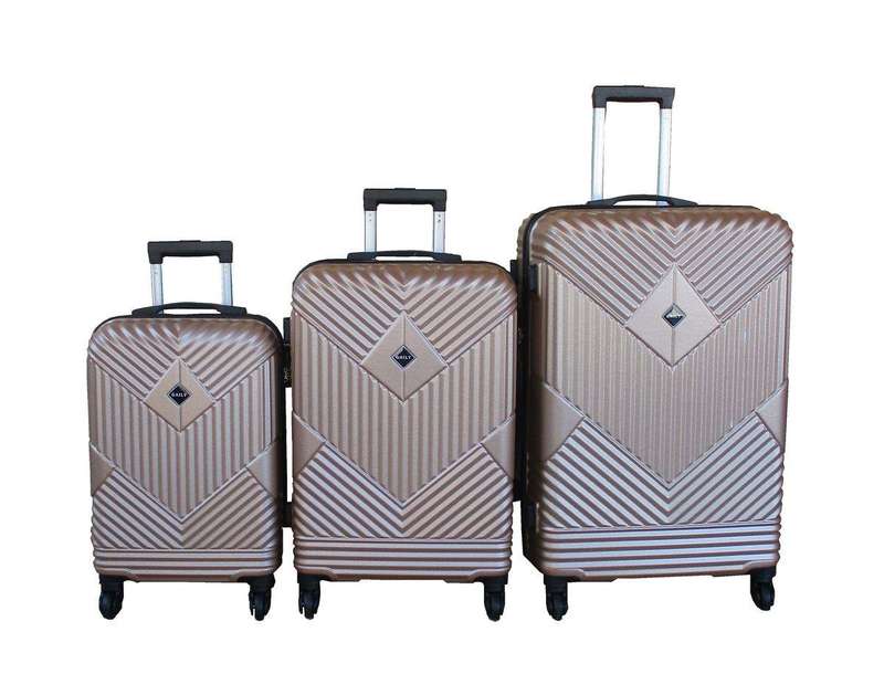 SMTE 3-Piece Travel 28-Inch Luggage Suitcase Bag Set - Stylish - Gold with keychain