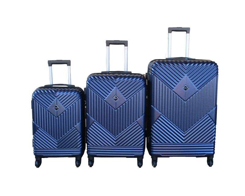SMTE 3-Piece Travel 28-Inch Luggage Suitcase Bag Set - Stylish - Navy with keychain