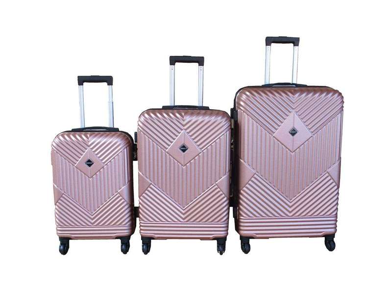 SMTE 3-Piece Travel 28-Inch Luggage Suitcase Bag Set - Stylish - Rose Gold with keychain