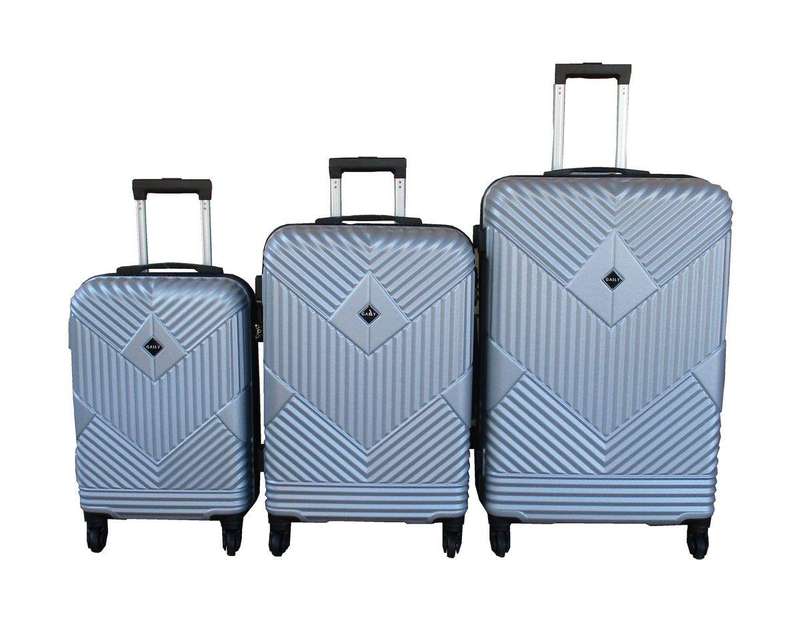 SMTE 3-Piece Travel 28-Inch Luggage Suitcase Bag Set - Stylish - Silver with keychain